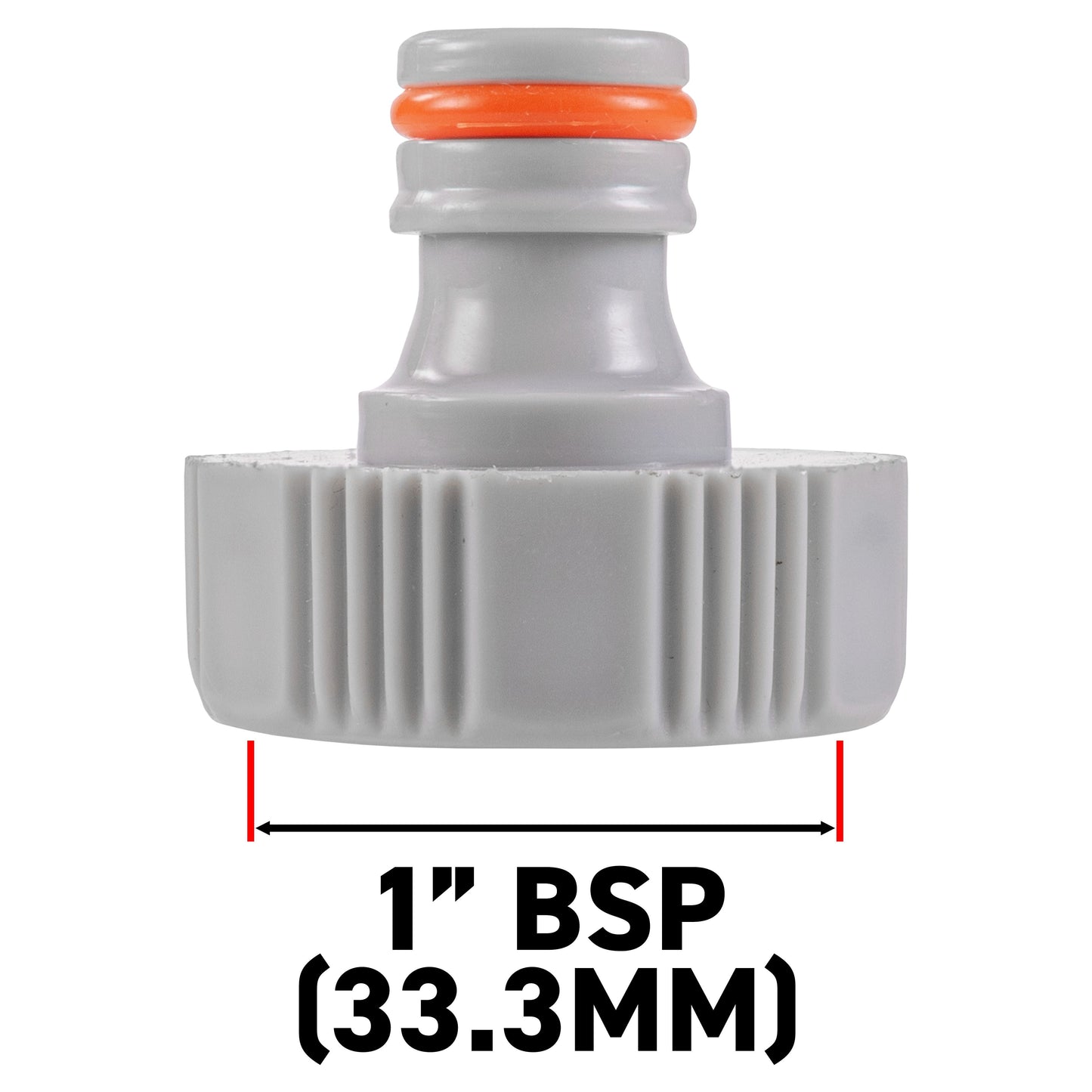 Female Tap Connector – 1” & 3/4” BSPF, Grey