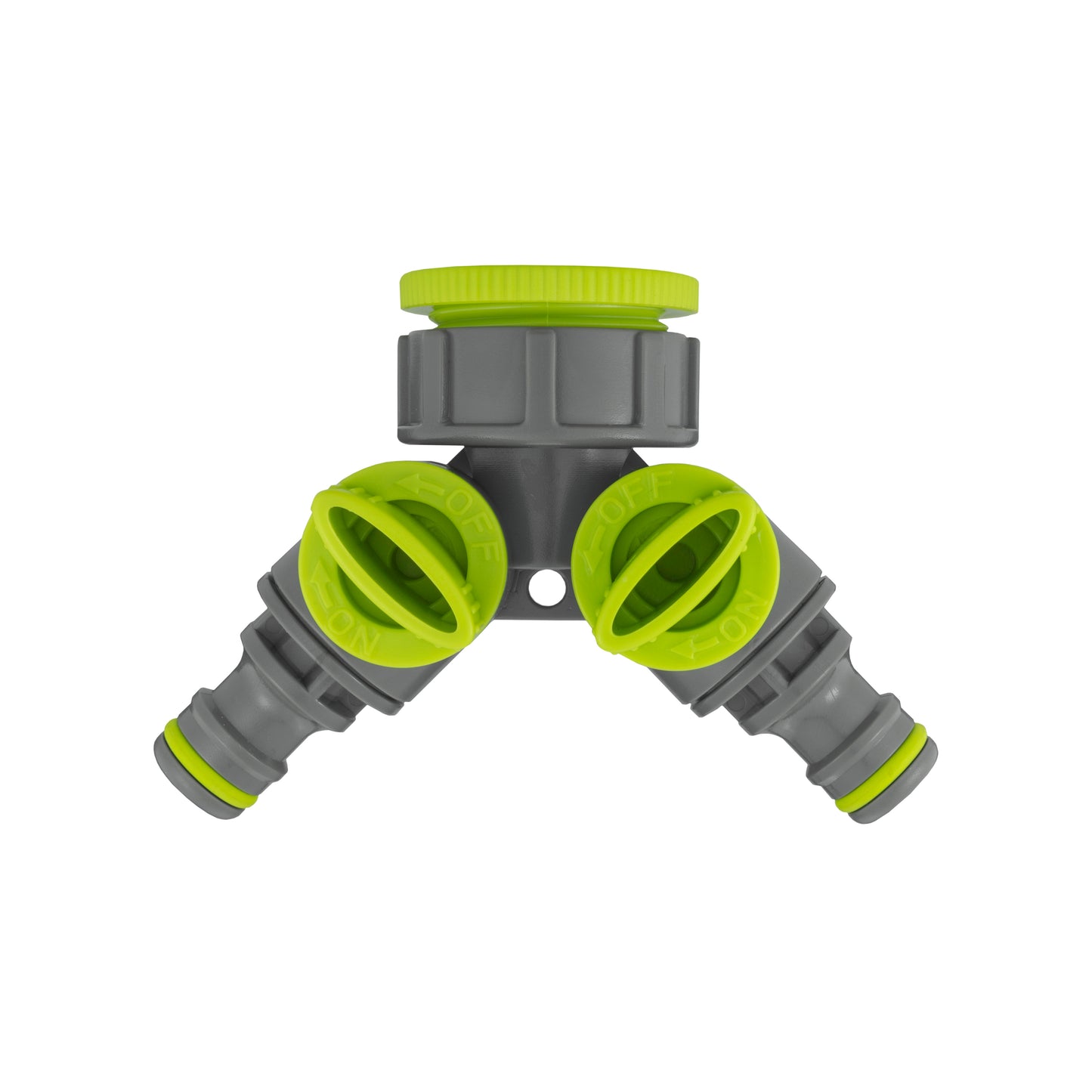 Bradas Double Outlet Tap Splitter with Valves, Lime