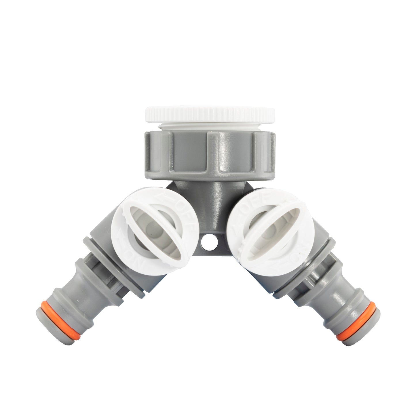 Double Outlet Tap Splitter with Valves, Grey