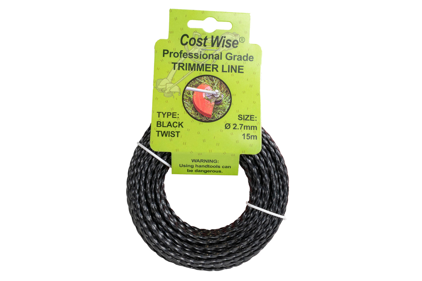 15m Twisted Black Trimmer Line, 2.7mm
