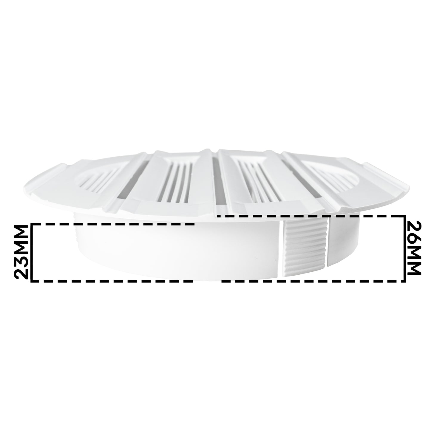White Round Bella Louvre Vent, 100mm