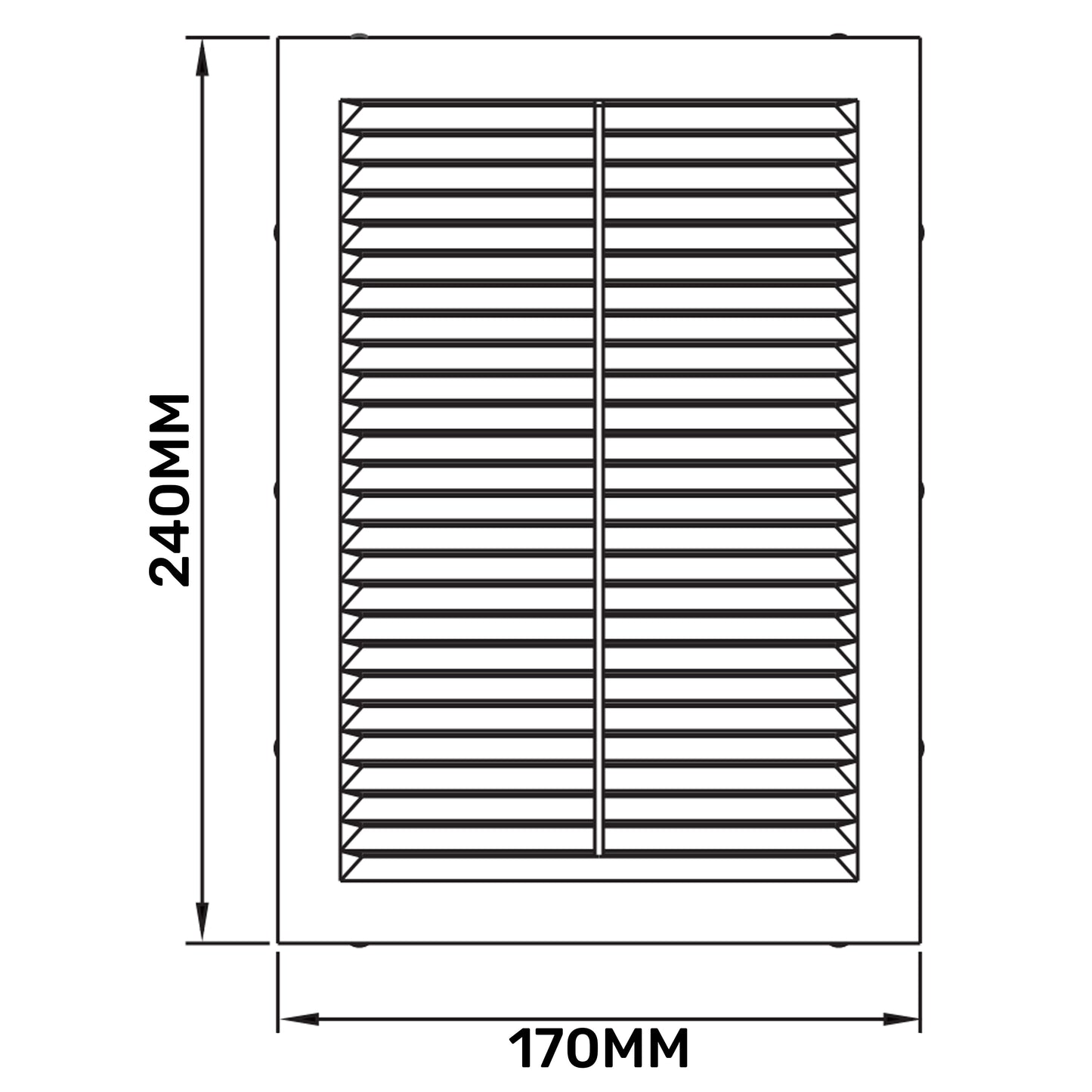 White Louvre Vent with Fly Screen, 240mm x 170mm