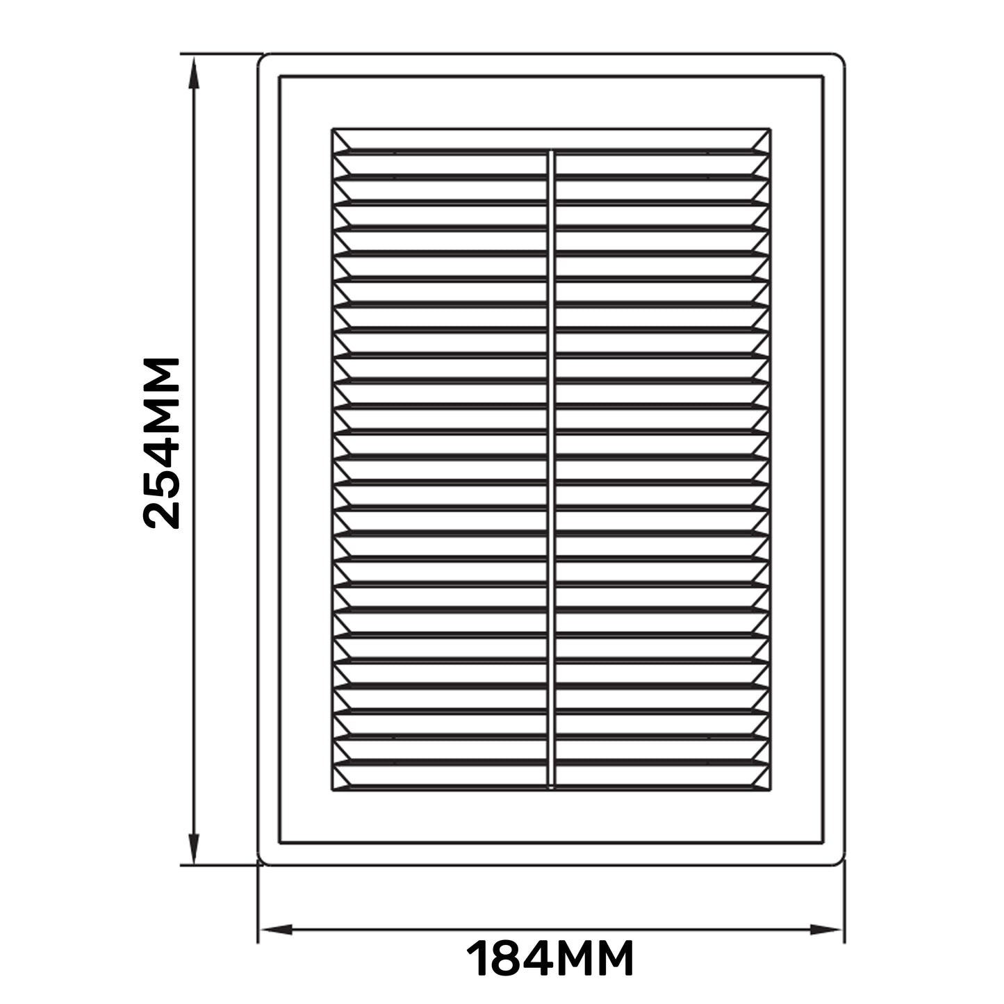 White Louvre Vent with Fly Screen, 180mm x 250mm
