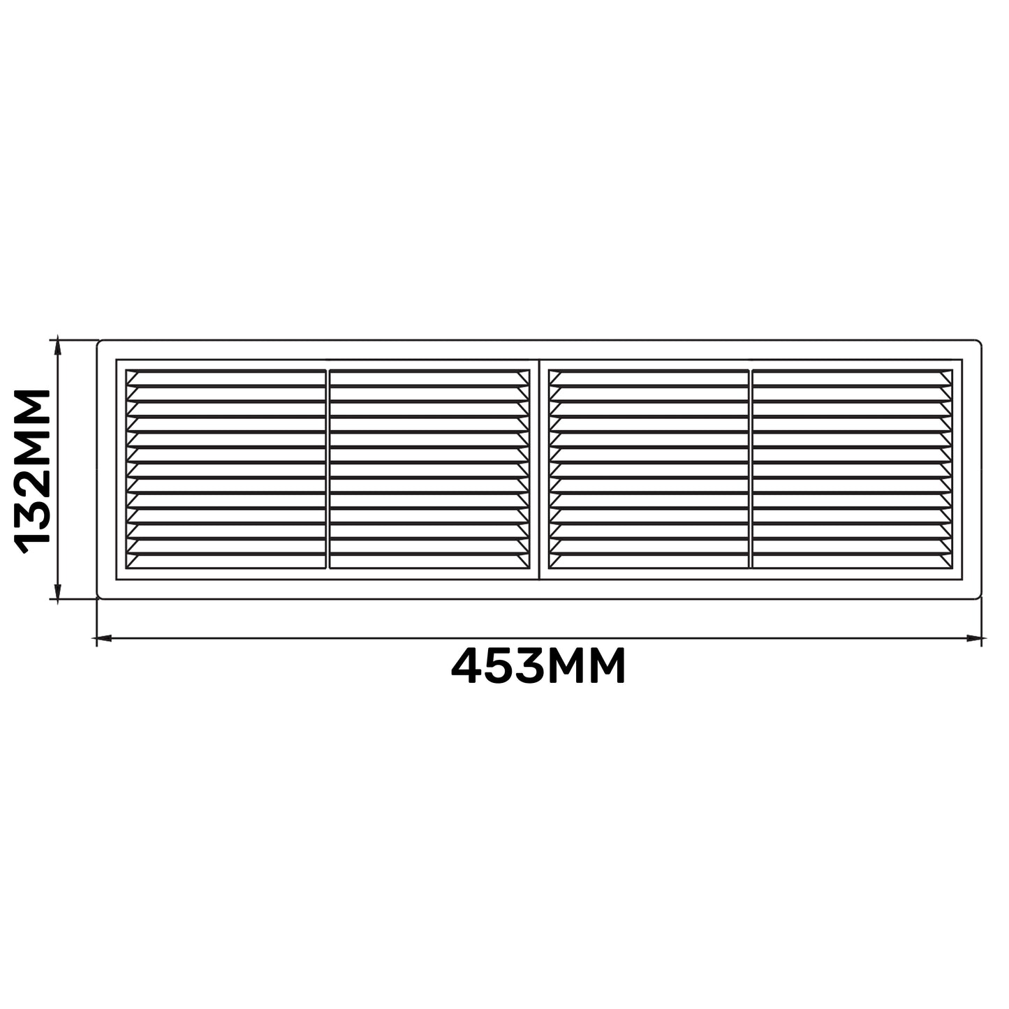 White Louvre Vent with Fly Screen, 430mm x 110mm