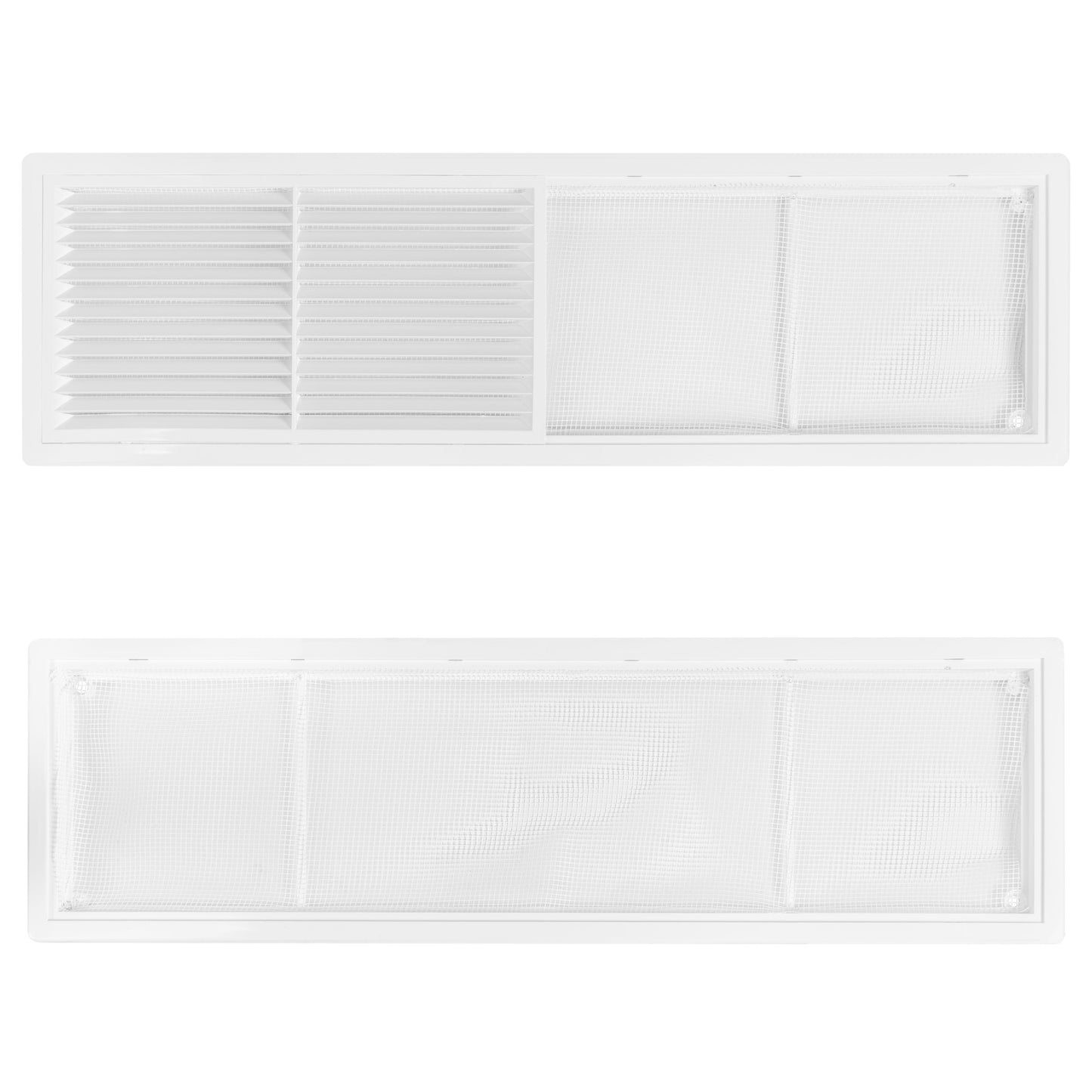 White Louvre Vent with Fly Screen, 430mm x 110mm