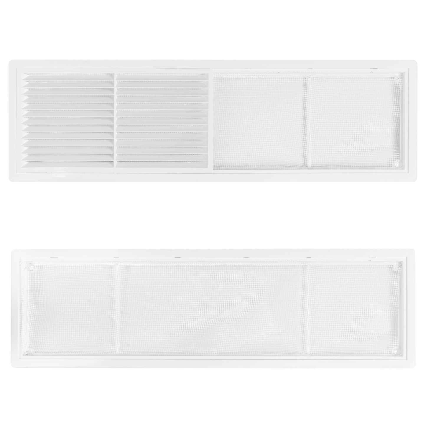 White Louvre Vent with Fly Screen, 430mm x 110mm