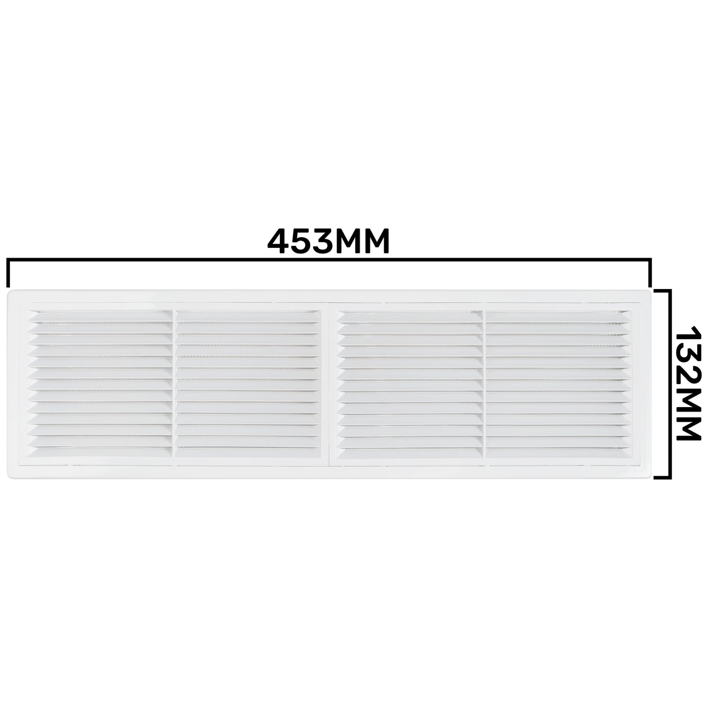 White Louvre Vent with Fly Screen, 430mm x 110mm