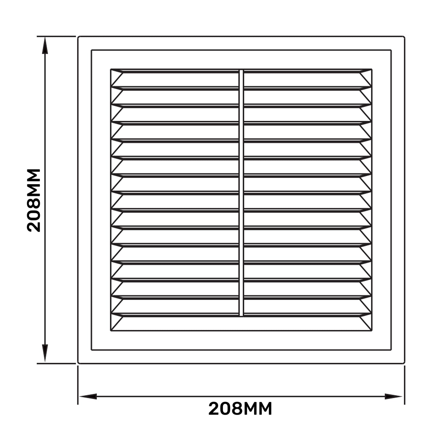 White Louvre Vent with Fly Screen, 210mm x 210mm