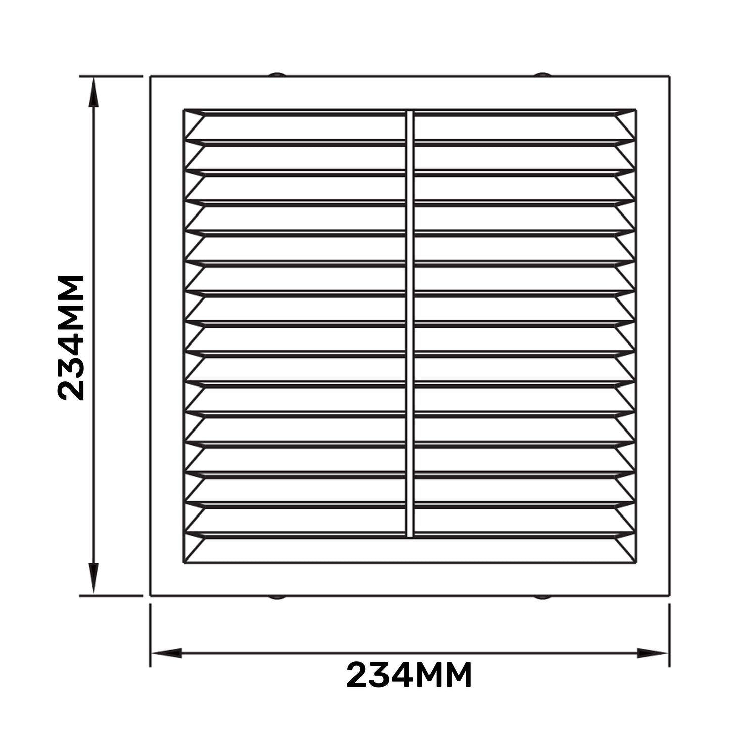 White Louvre Vent with Fly Screen, 235mm x 235mm