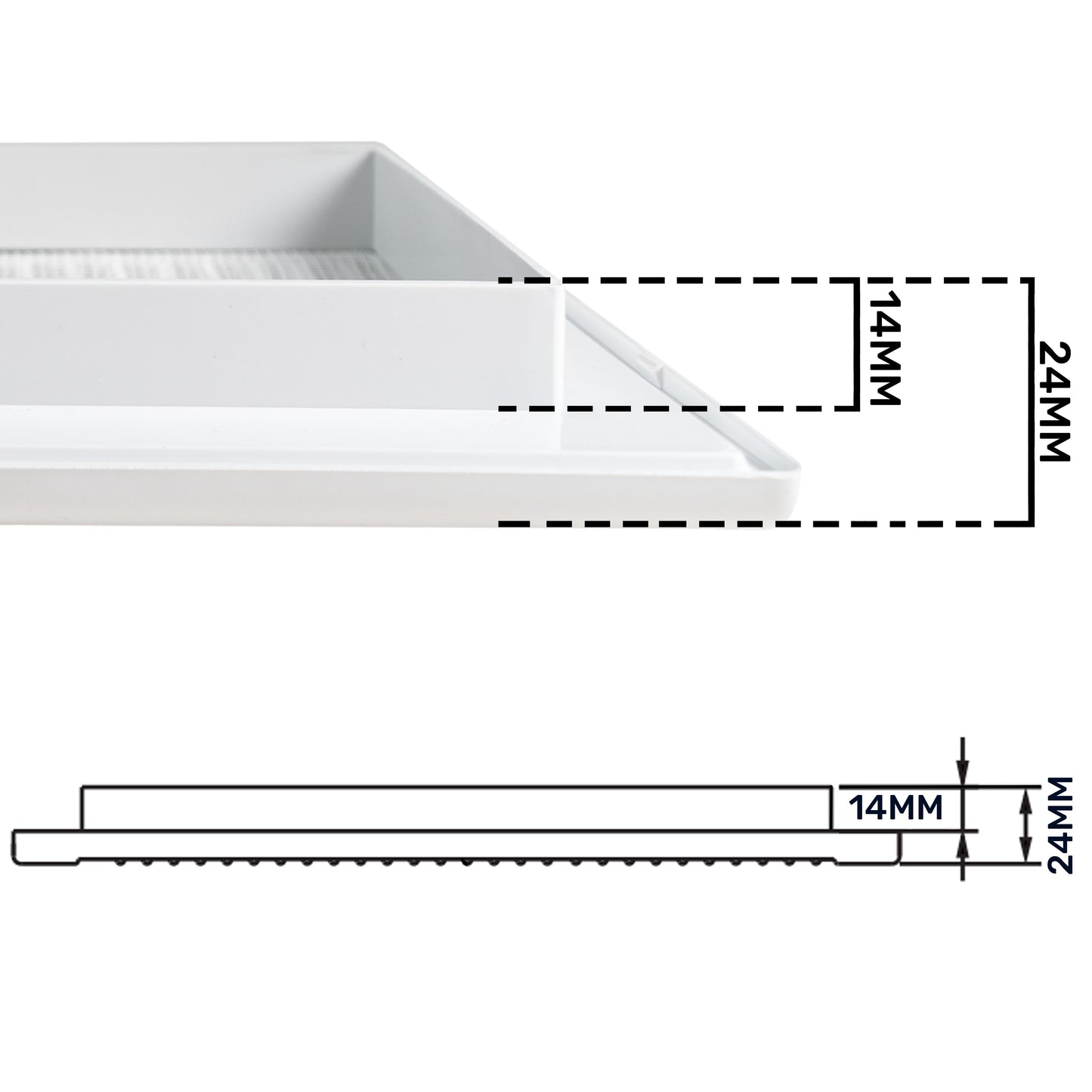 Luxury White Duo Smart Louvre Vent with Fly Mesh, 90mm x 240mm