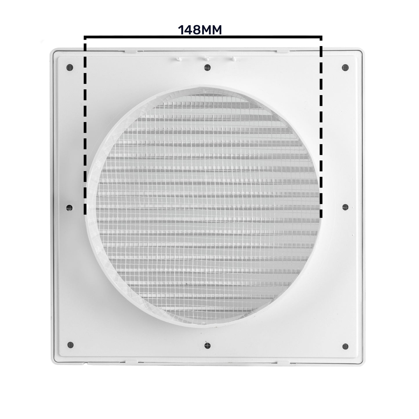 Luxury White Duo Smart Louvre Vent with Fly Mesh, 150mm x 150mm