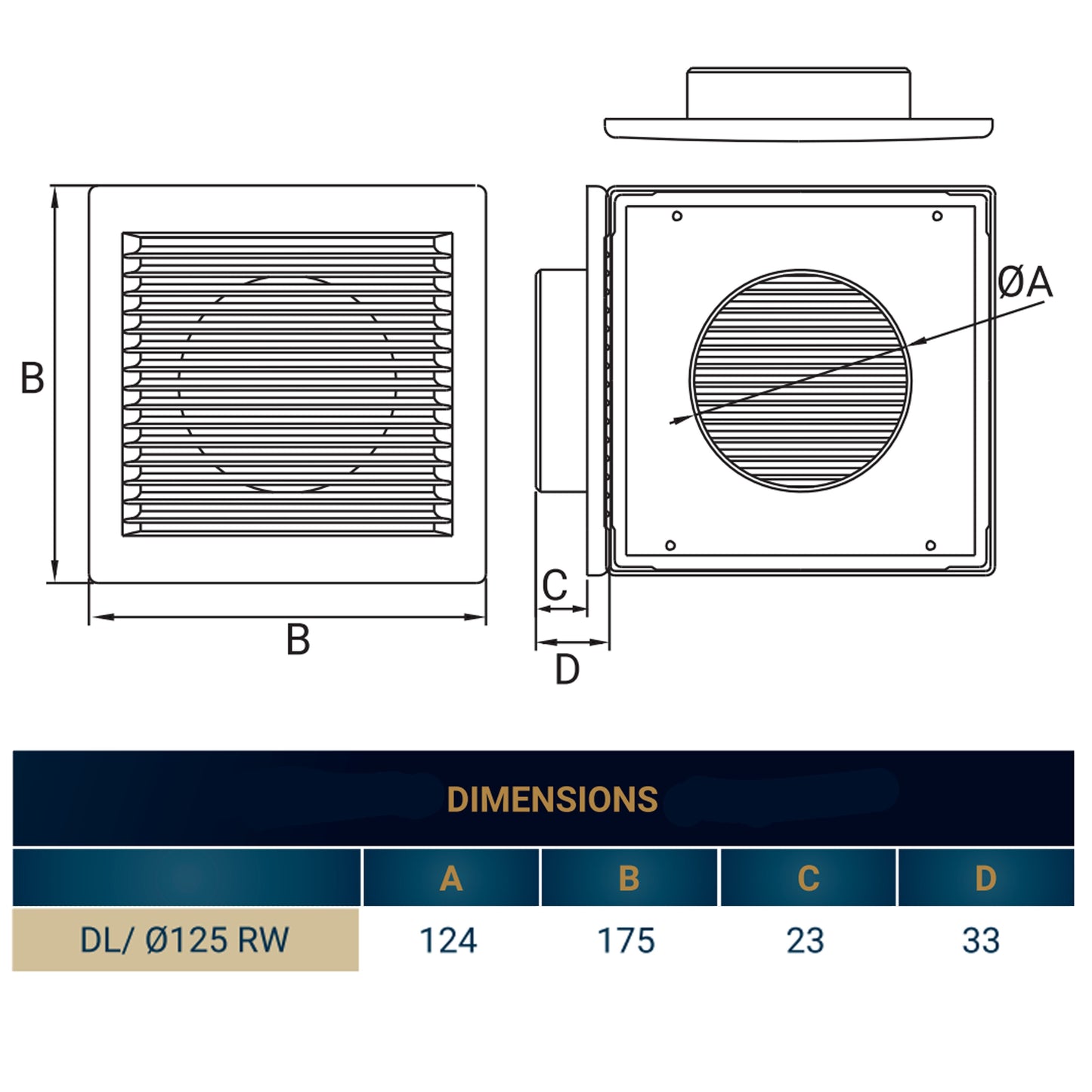 Luxury White Duo Smart Louvre Vent with Fly Mesh, 125mm x 125mm