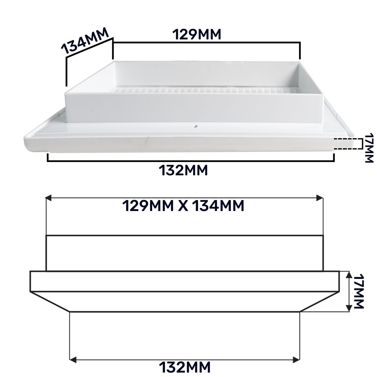 White Duo Smart Louvre Vent with Fly Mesh, 135mm x 135mm