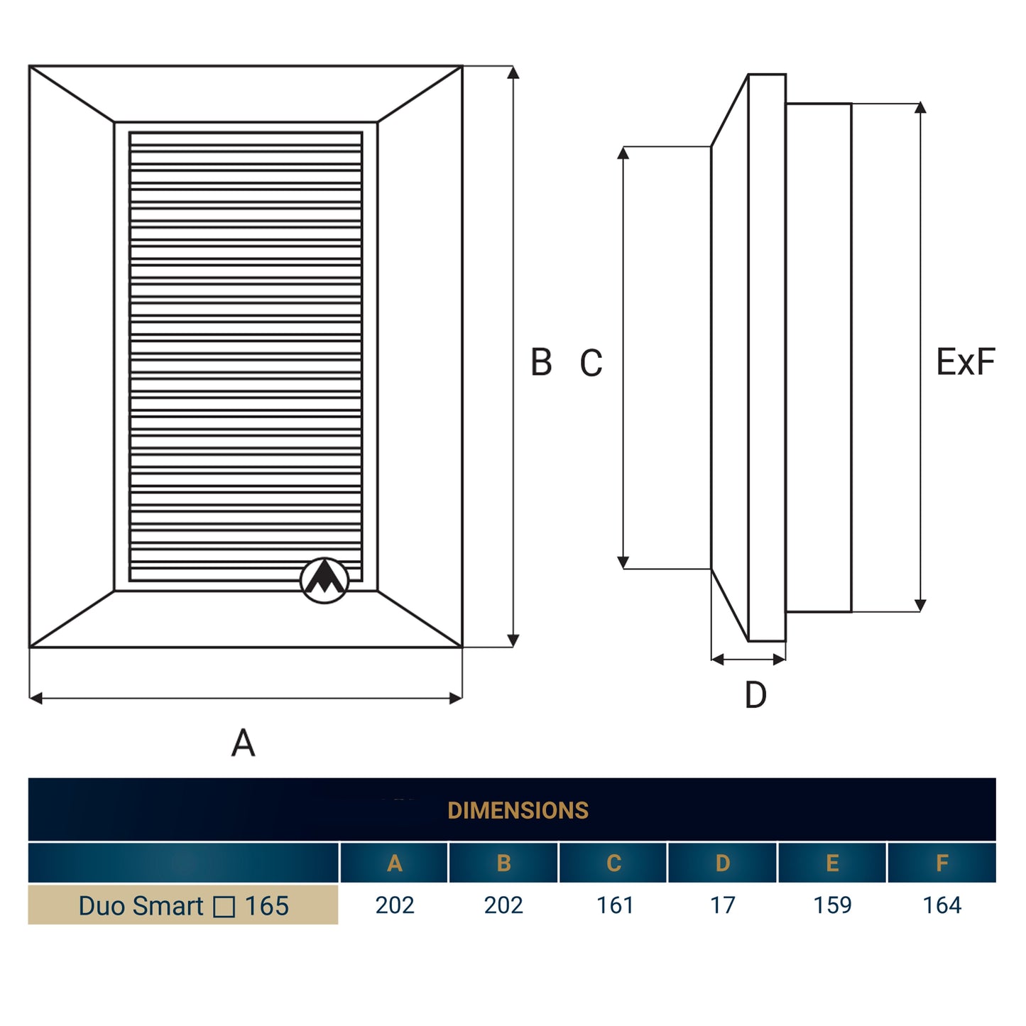 White Duo Smart Louvre Vent with Fly Mesh, 165mm x 165mm