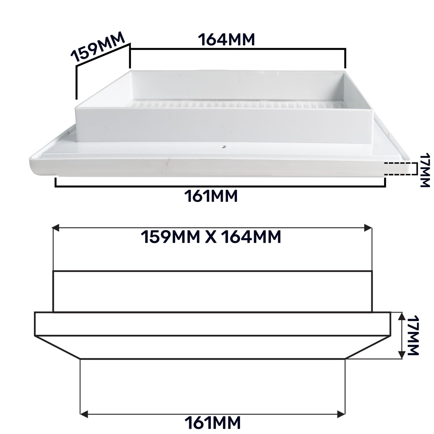 White Duo Smart Louvre Vent with Fly Mesh, 165mm x 165mm