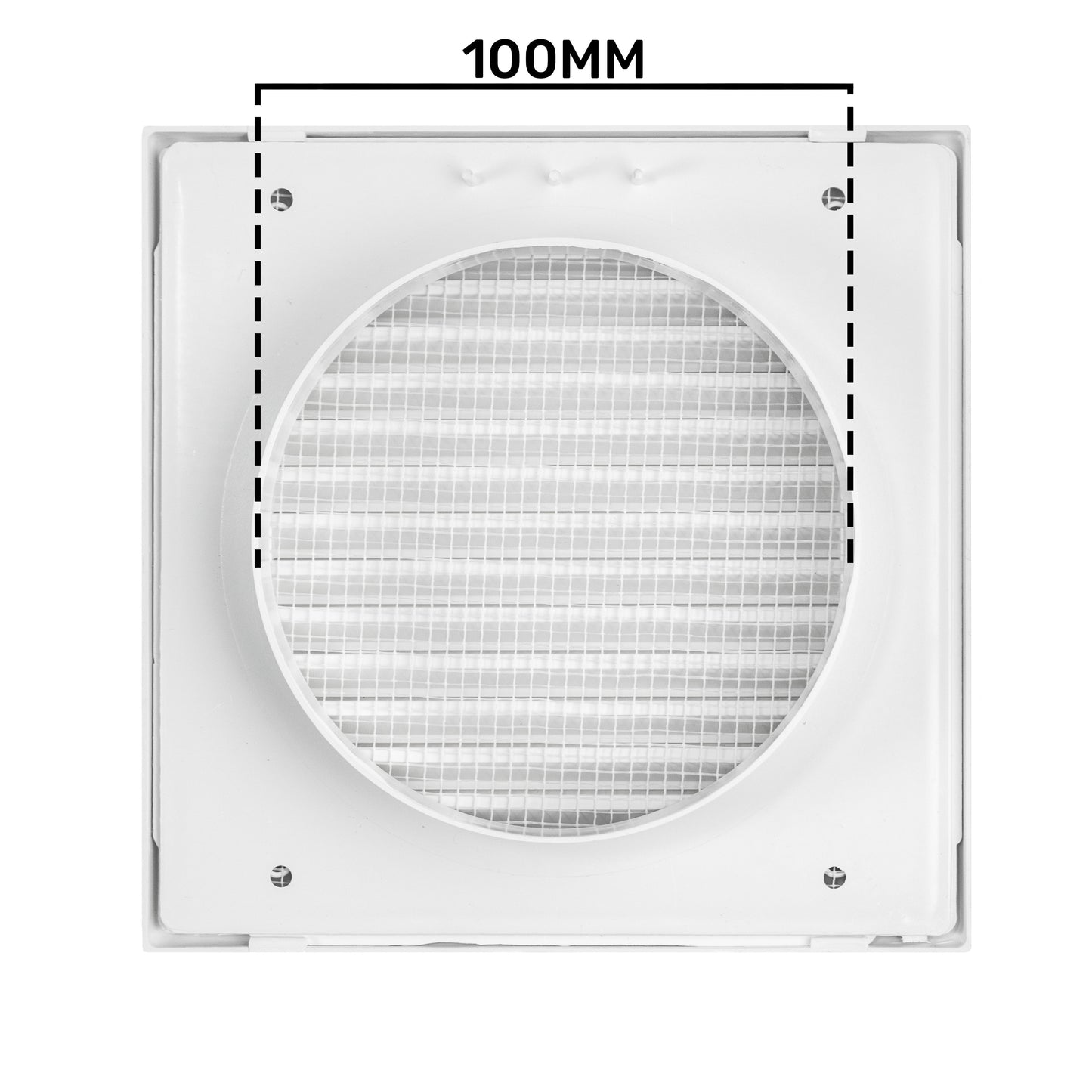 White Duo Smart Louvre Vent with Fly Mesh, 100mm x 100mm