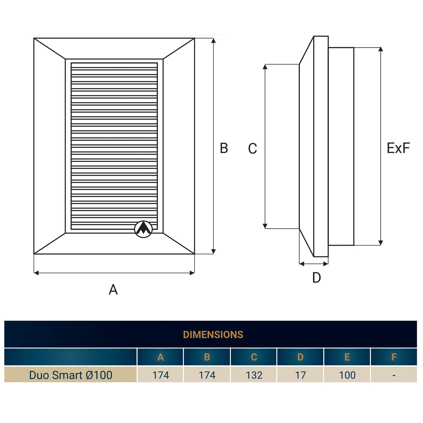 White Duo Smart Louvre Vent with Fly Mesh, 100mm x 100mm