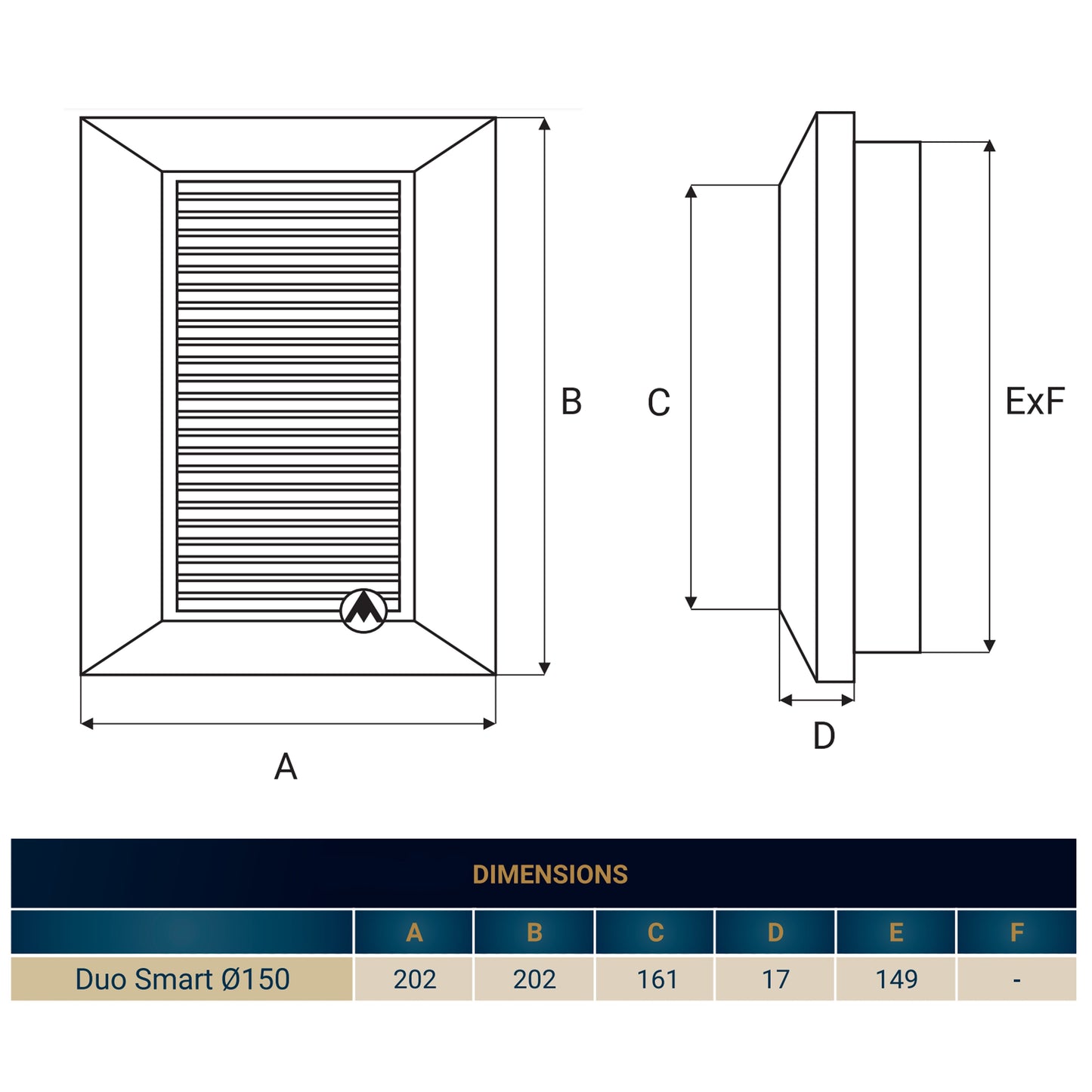 White Duo Smart Louvre Vent with Fly Mesh, 150mm x 150mm