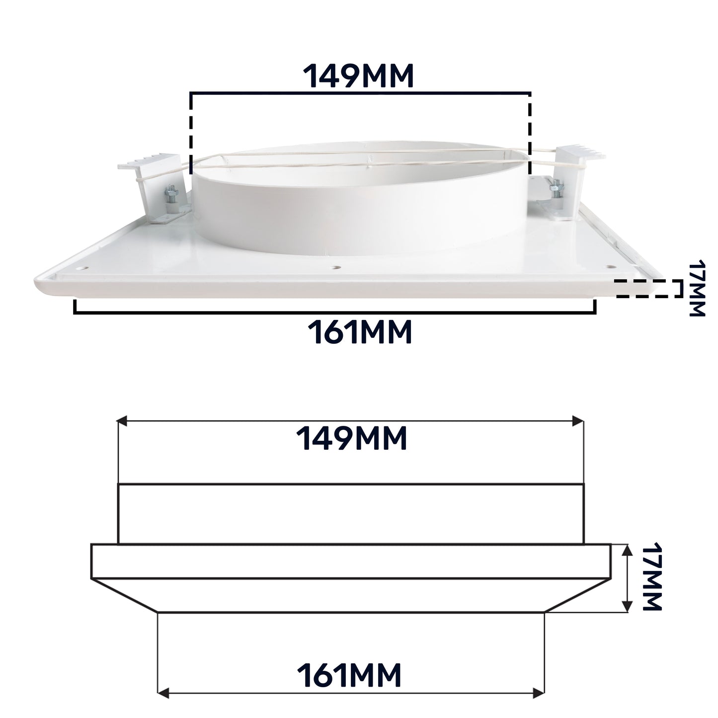 White Duo Smart Louvre Vent with Fly Mesh, 150mm x 150mm