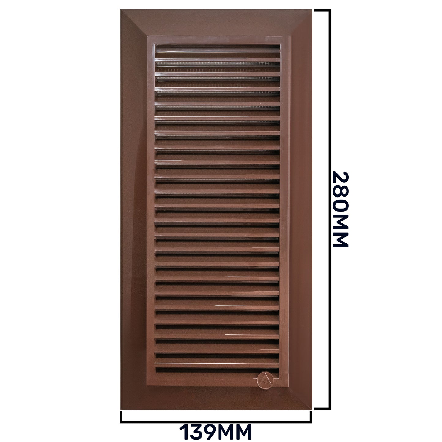 Brown Duo Smart Louvre Vent with Fly Mesh, 90mm x 240mm