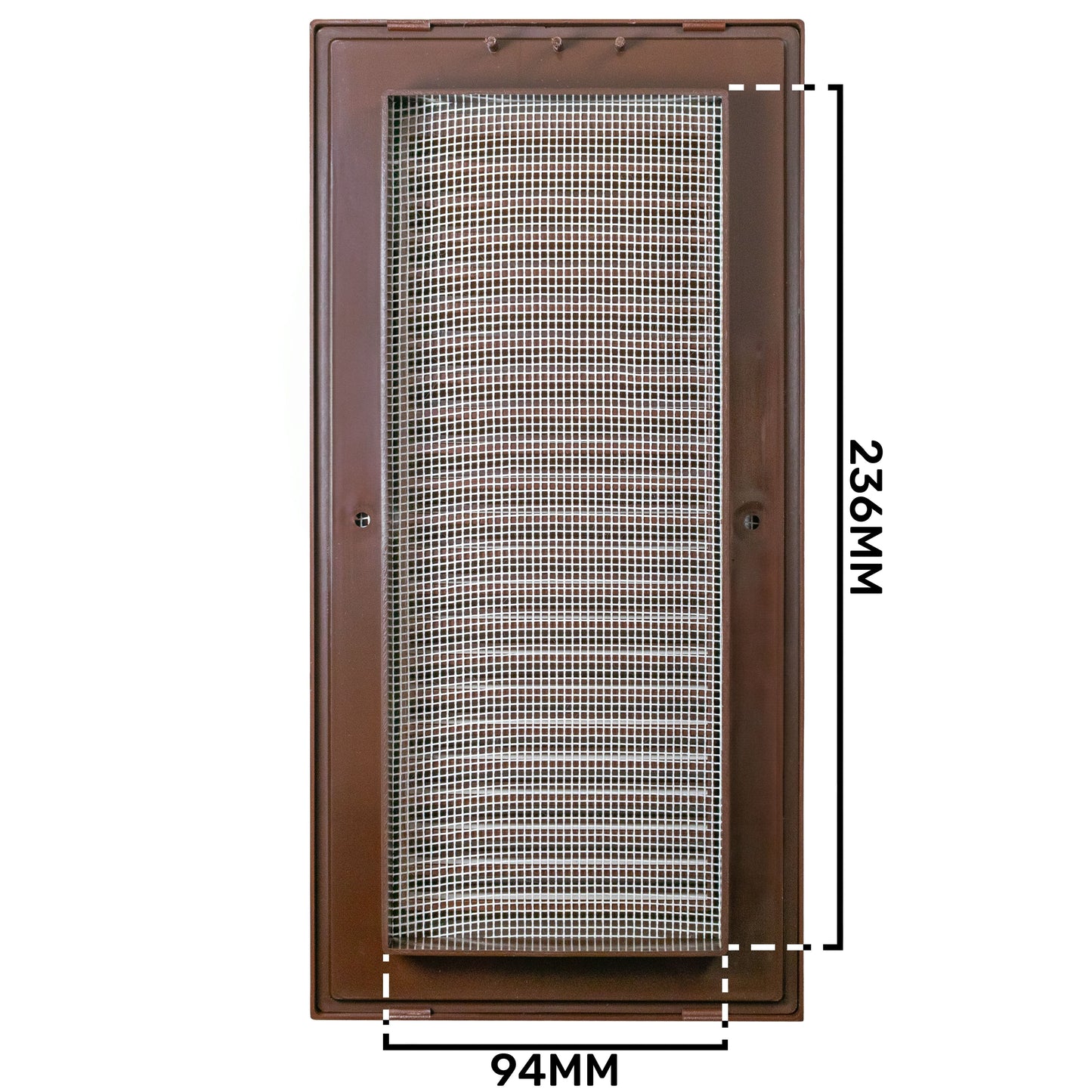 Brown Duo Smart Louvre Vent with Fly Mesh, 90mm x 240mm