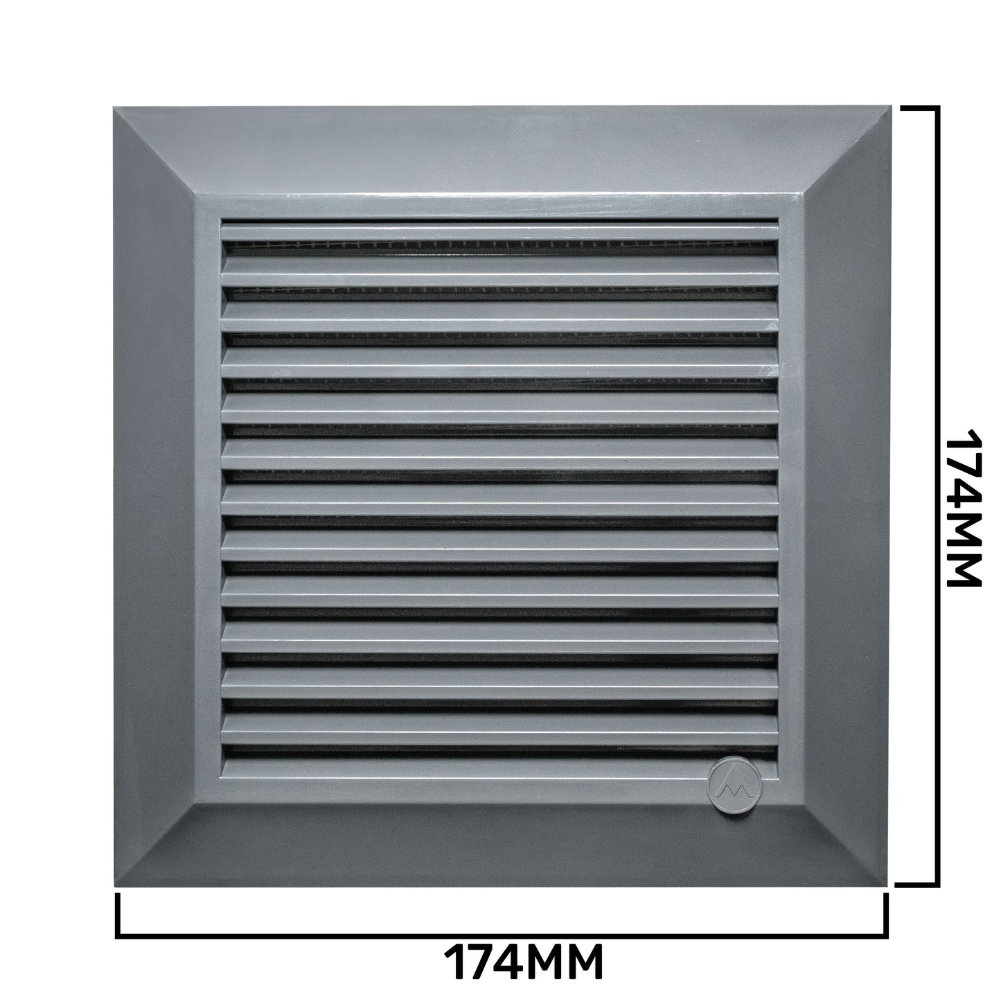 Grey Duo Smart Louvre Vent with Fly Mesh, 135mm x 135mm