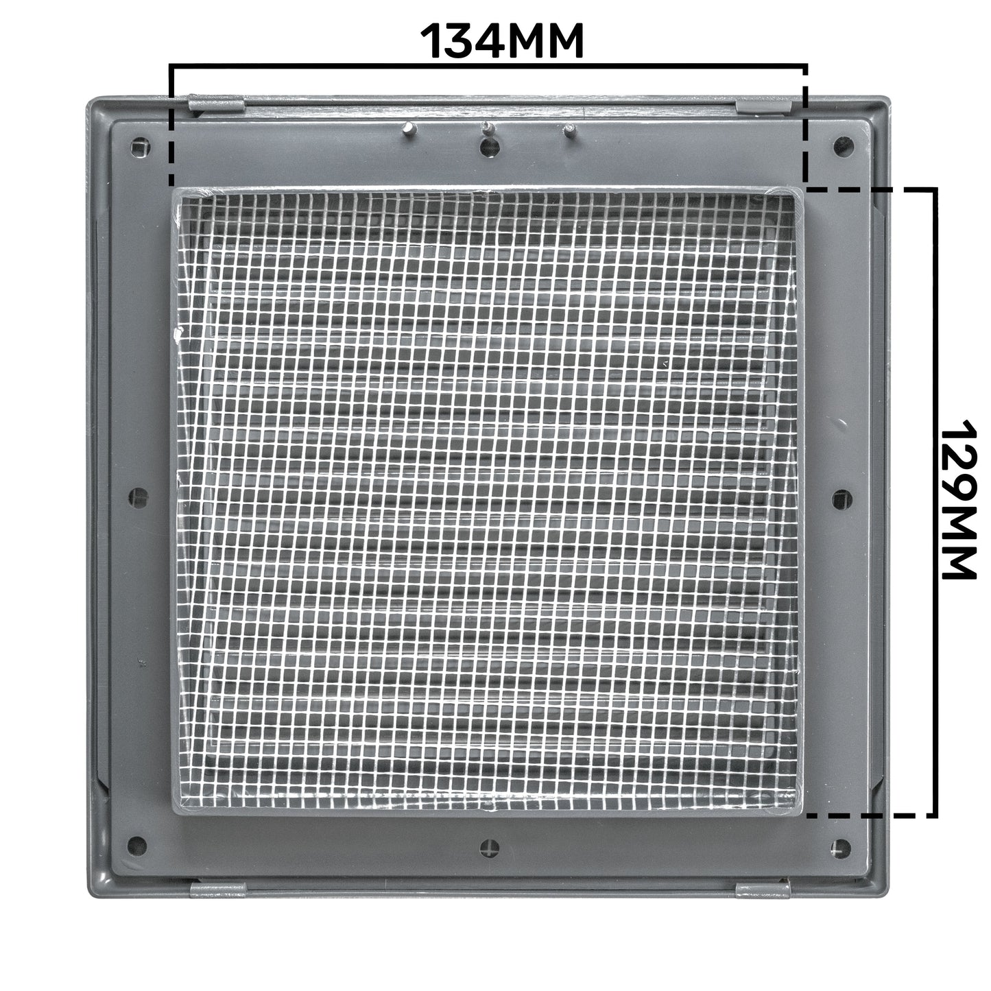 Grey Duo Smart Louvre Vent with Fly Mesh, 135mm x 135mm