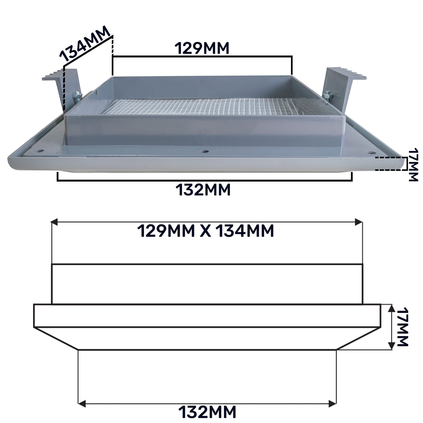 Grey Duo Smart Louvre Vent with Fly Mesh, 135mm x 135mm