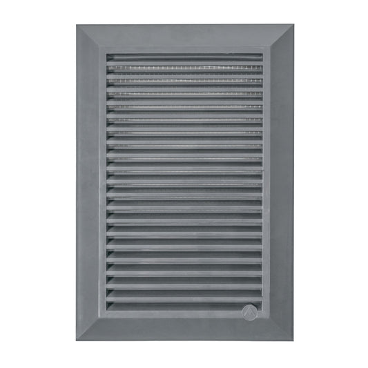 Grey Duo Smart Louvre Vent with Fly Mesh, 140mm x 210mm