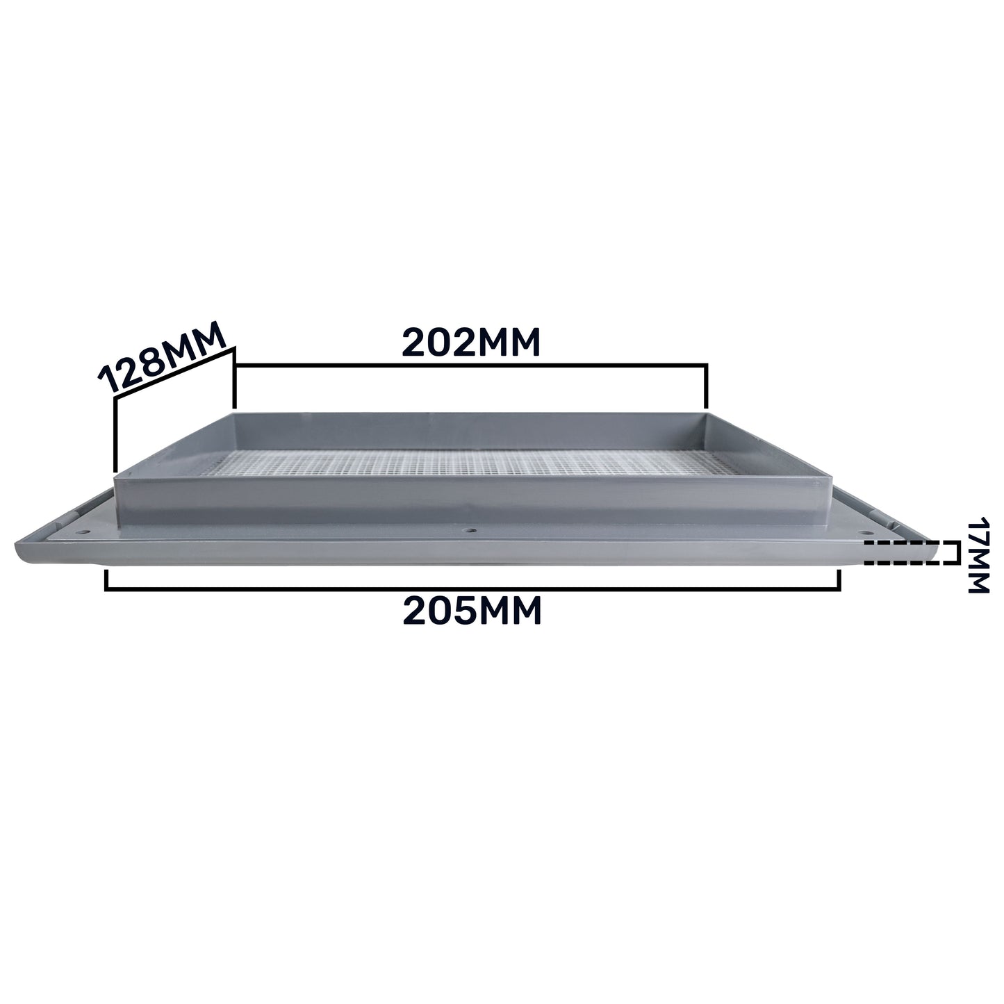 Grey Duo Smart Louvre Vent with Fly Mesh, 140mm x 210mm