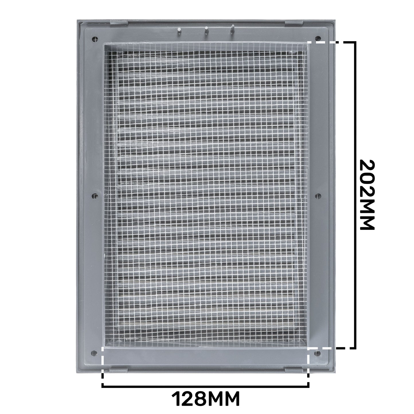 Grey Duo Smart Louvre Vent with Fly Mesh, 140mm x 210mm