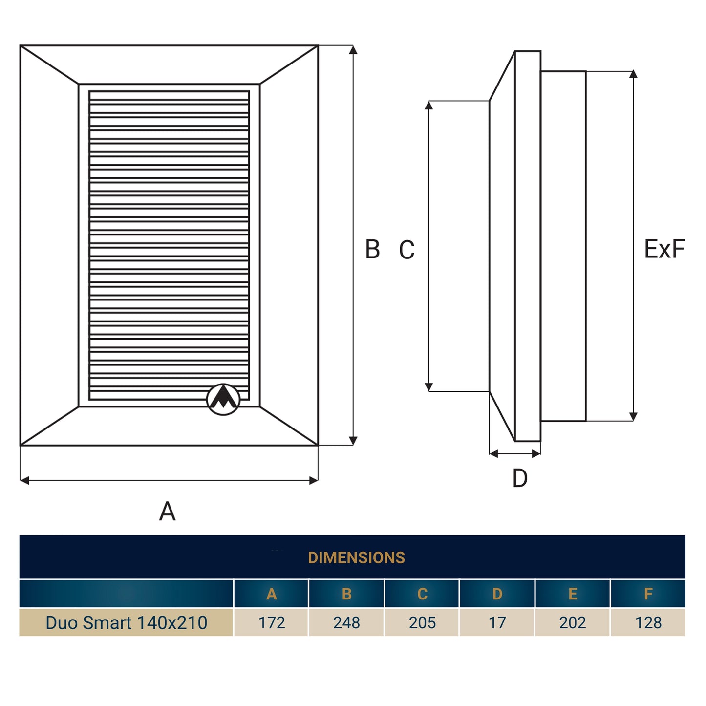Grey Duo Smart Louvre Vent with Fly Mesh, 140mm x 210mm