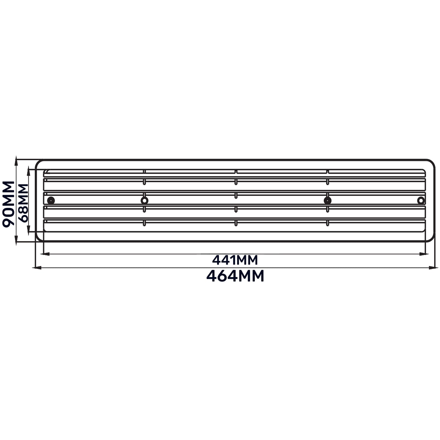 White Rectangle Louvre Door Vent, 70mm x 450mm