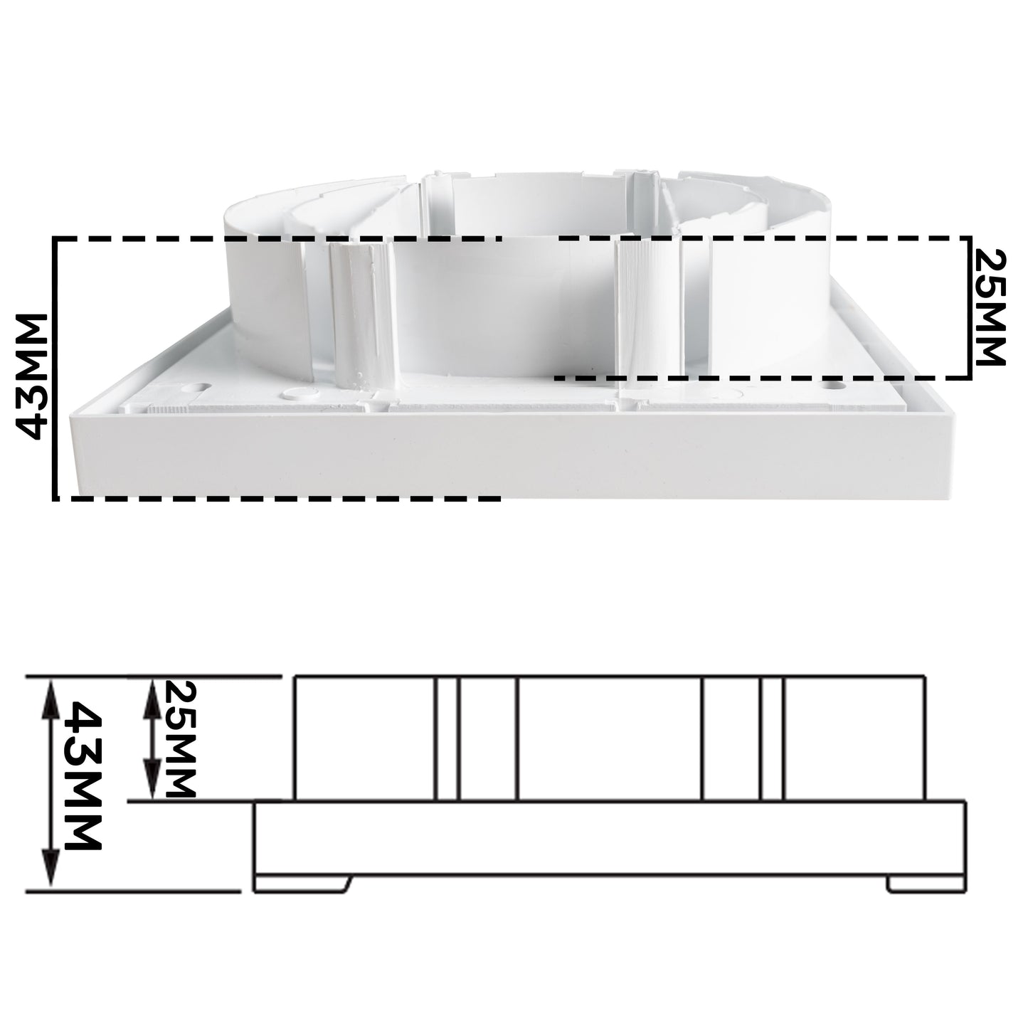 White External Louvre Vent with Fly Screen, 100mm x 125mm