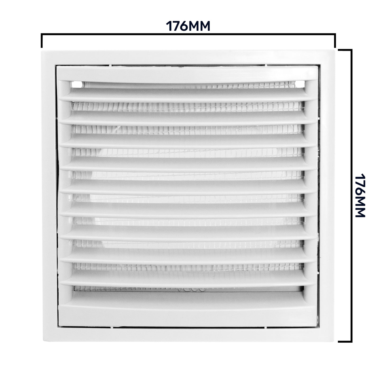 White External Louvre Vent with Fly Screen, 150mm x 150mm