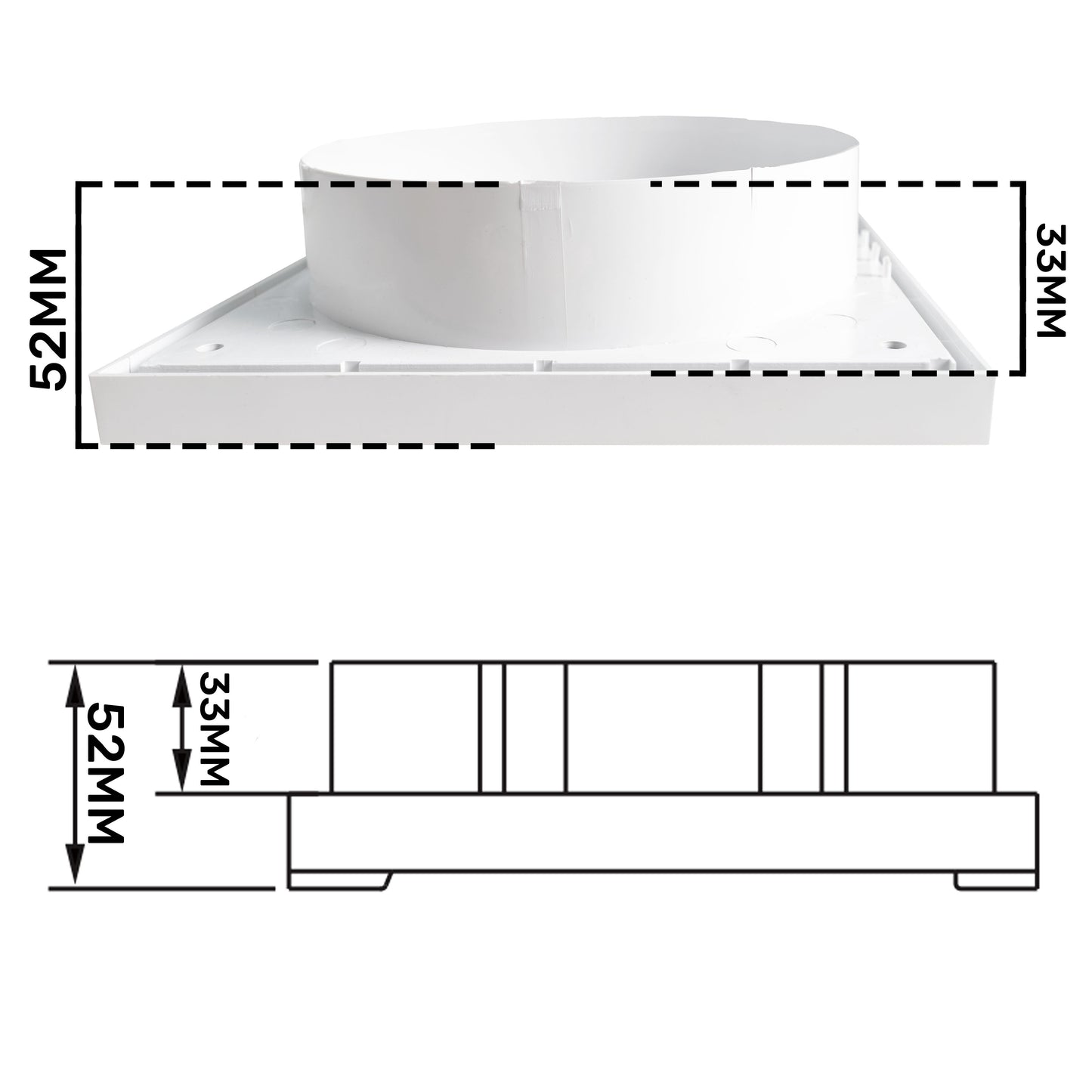 White External Louvre Vent with Fly Screen, 150mm x 150mm