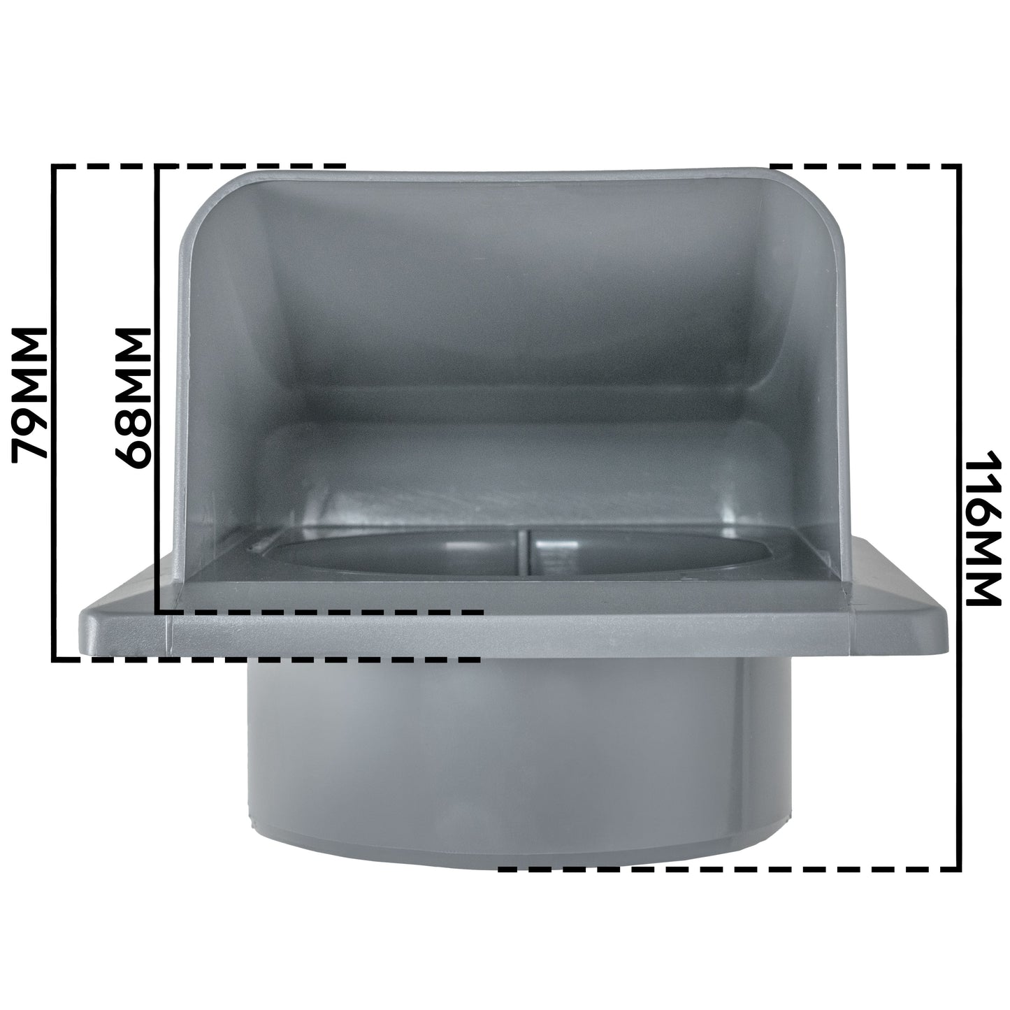 Grey External Louvre Vent with Hood, 100mm x 100mm
