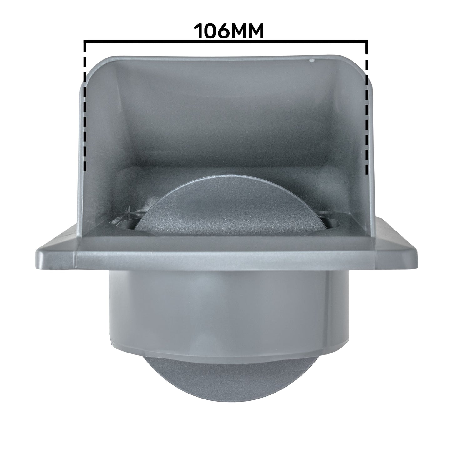 Grey External Louvre Vent with Hood, 100mm x 100mm