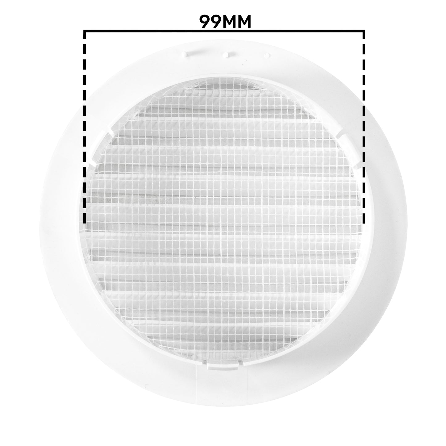 White Round Louvre Vent with Fly Mesh, 100mm