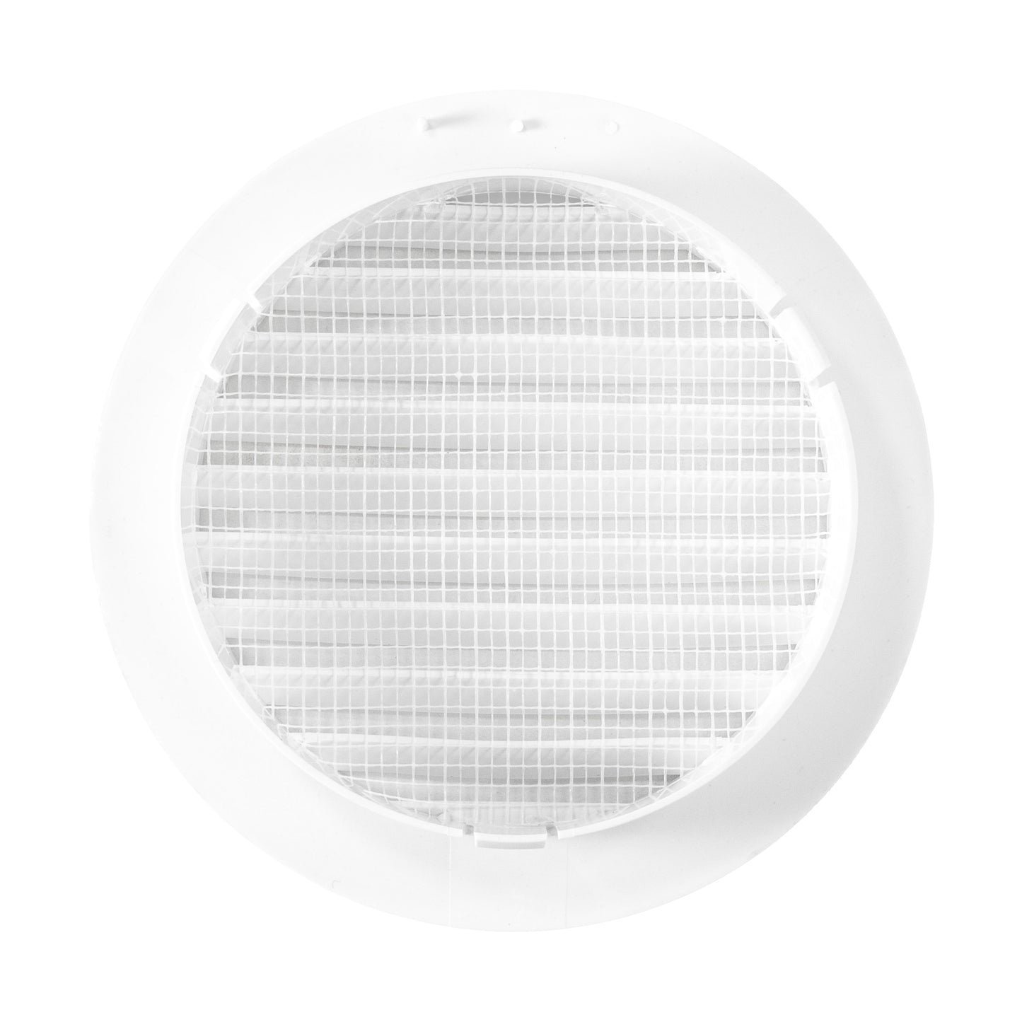 White Round Louvre Vent with Fly Mesh, 150mm