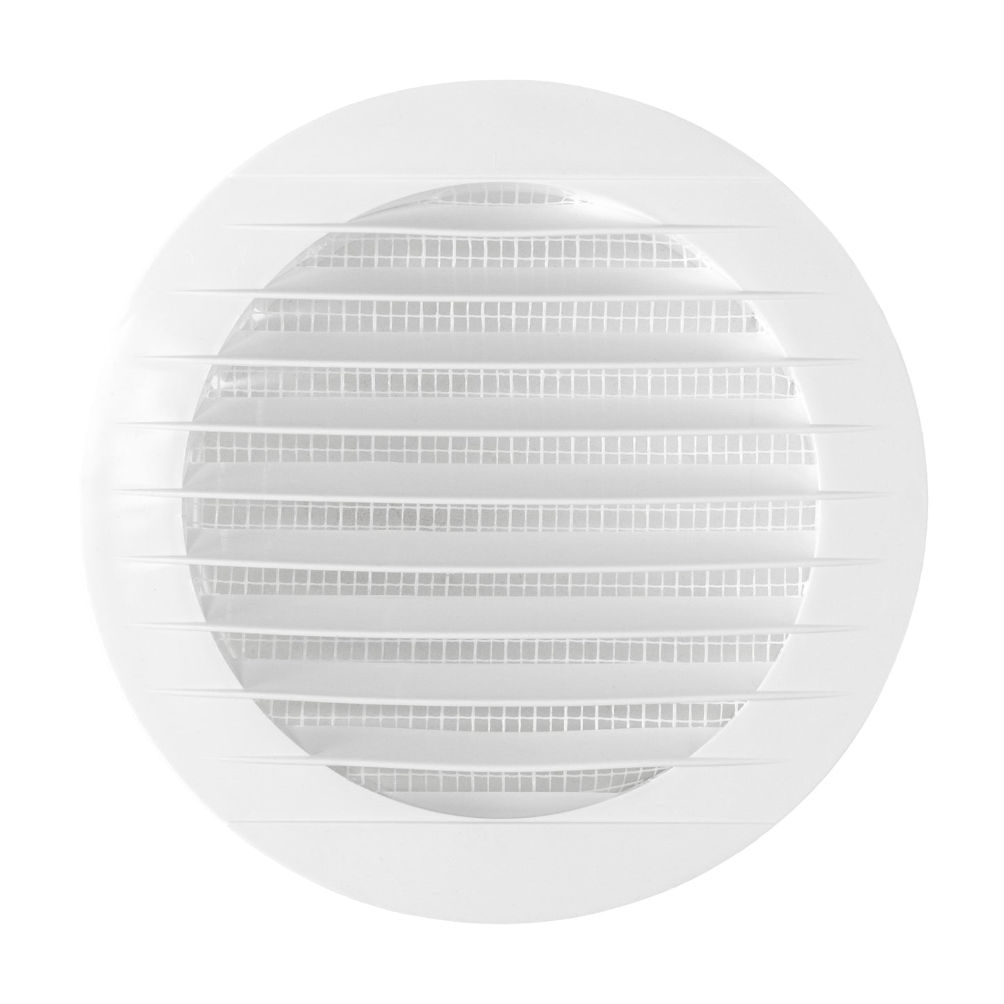 White Round Louvre Vent with Fly Mesh, 150mm