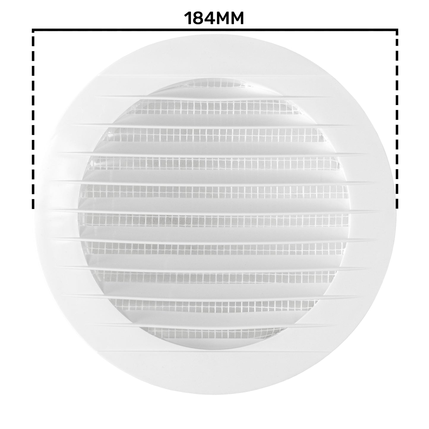 White Round Louvre Vent with Fly Mesh, 150mm