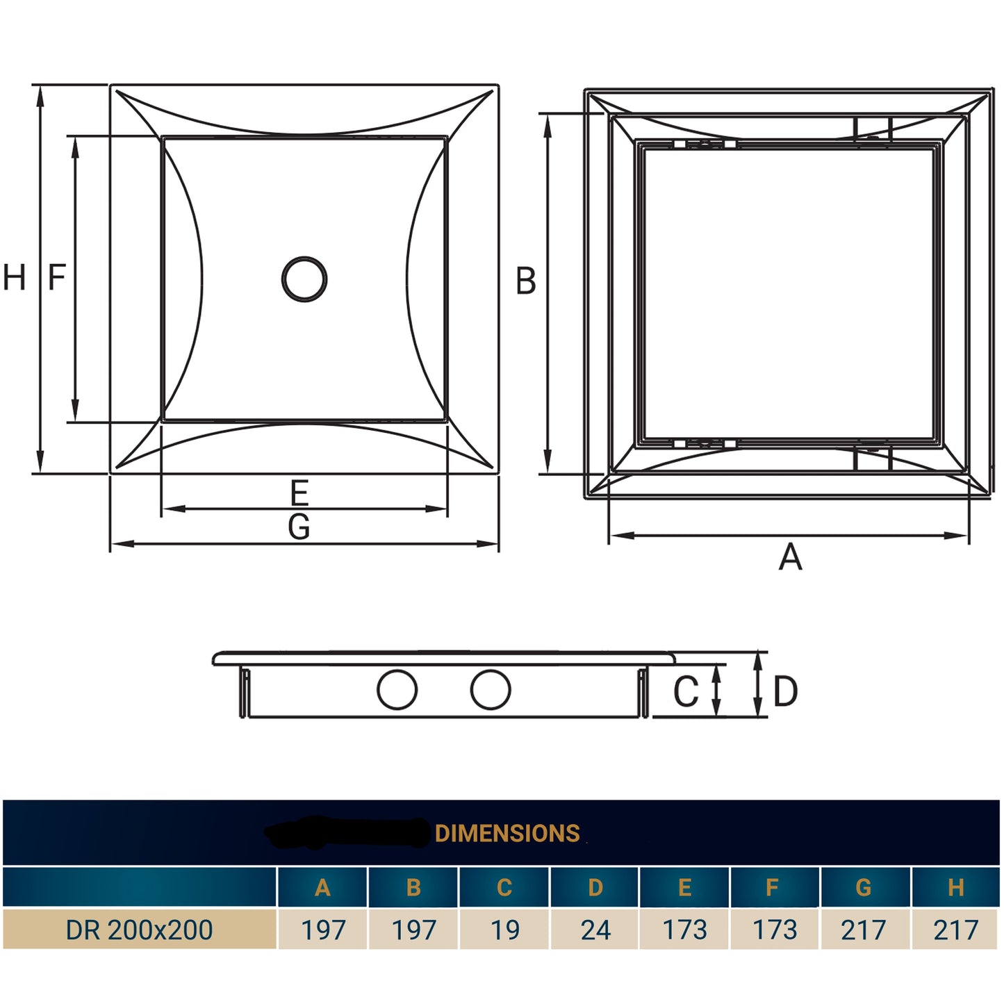 White Access Panel Service Door, 200mm x 200mm
