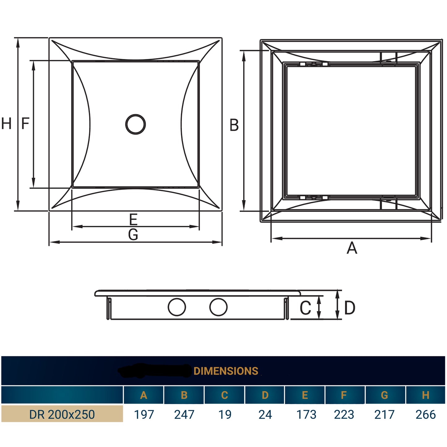 White Access Panel Service Door, 200mm x 250mm