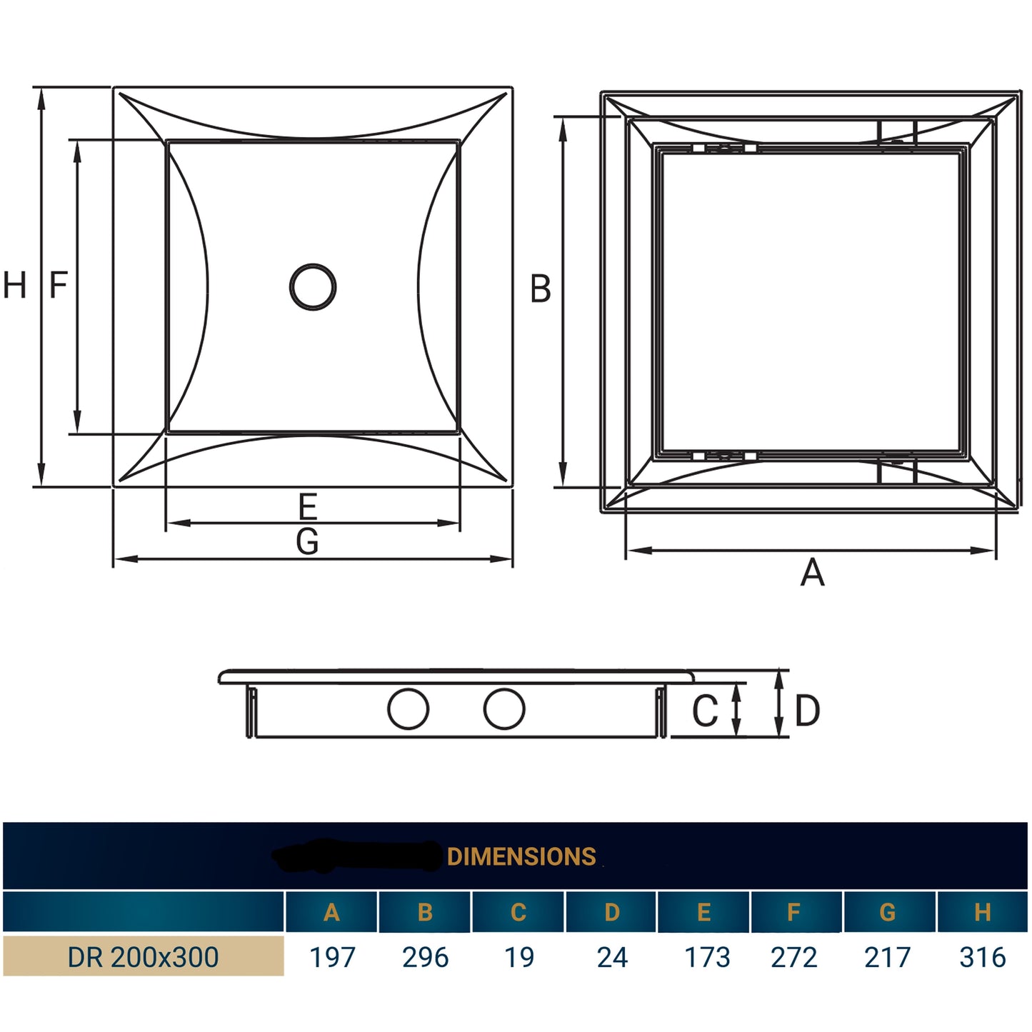 White Access Panel Service Door, 200mm x 300mm