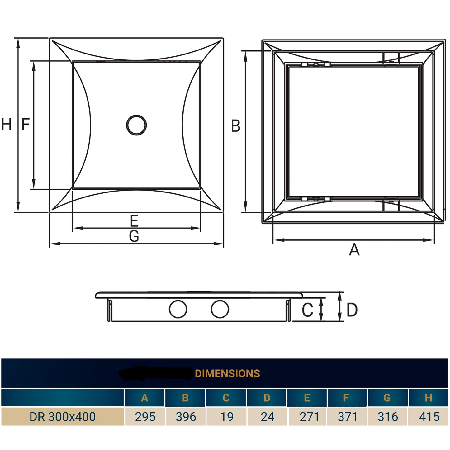 White Access Panel Service Door, 300mm x 400mm