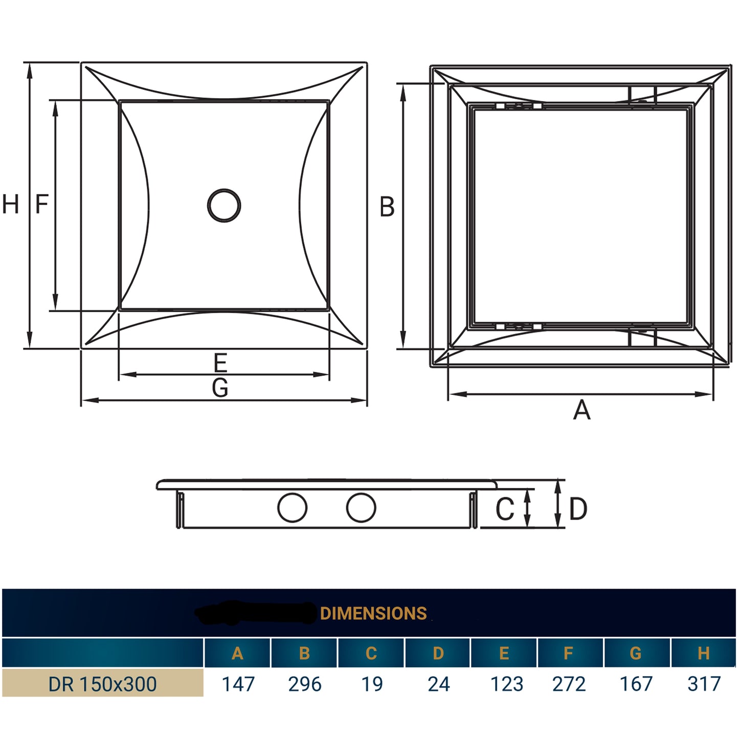 White Access Panel Service Door, 150mm x 300mm