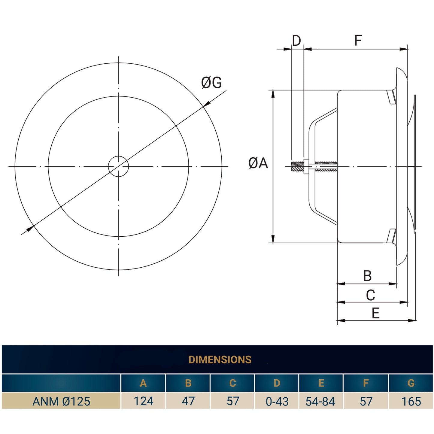 White Metal Anemostat Intake Ceiling Valve, 125mm