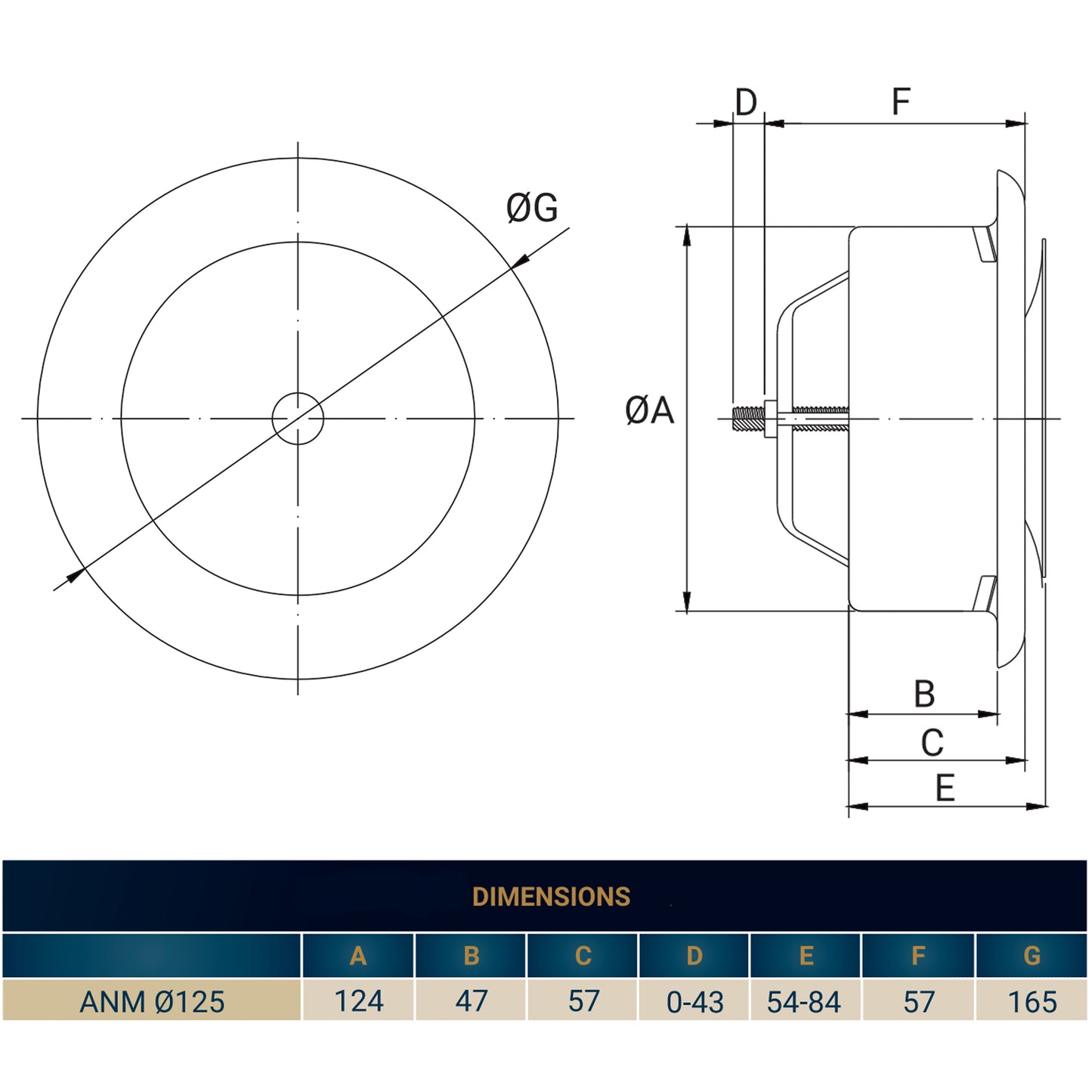 White Metal Anemostat Exhaust Ceiling Valve, 125mm