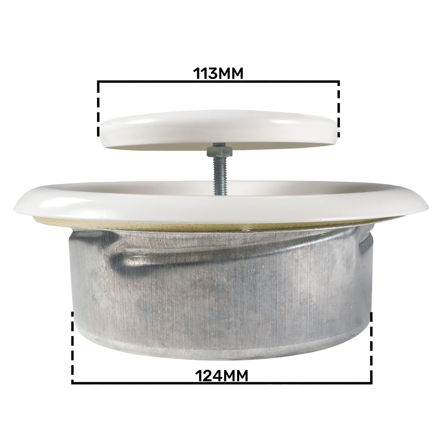 White Metal Anemostat Exhaust Ceiling Valve, 125mm